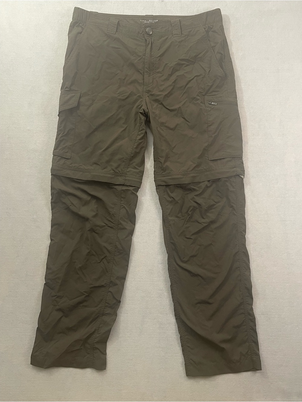 Columbia Olive Green Convertible Hiking Outdoor Cargo Pants Men’s size 36”